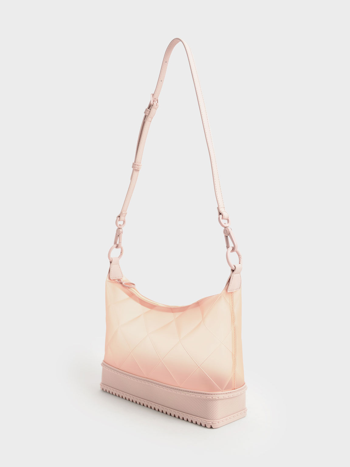 Graphic Handle Quilted Shoulder Bag, Light Pink, hi-res