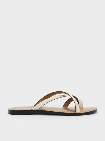 Crossover Toe-Ring Sandals, Chalk, hi-res