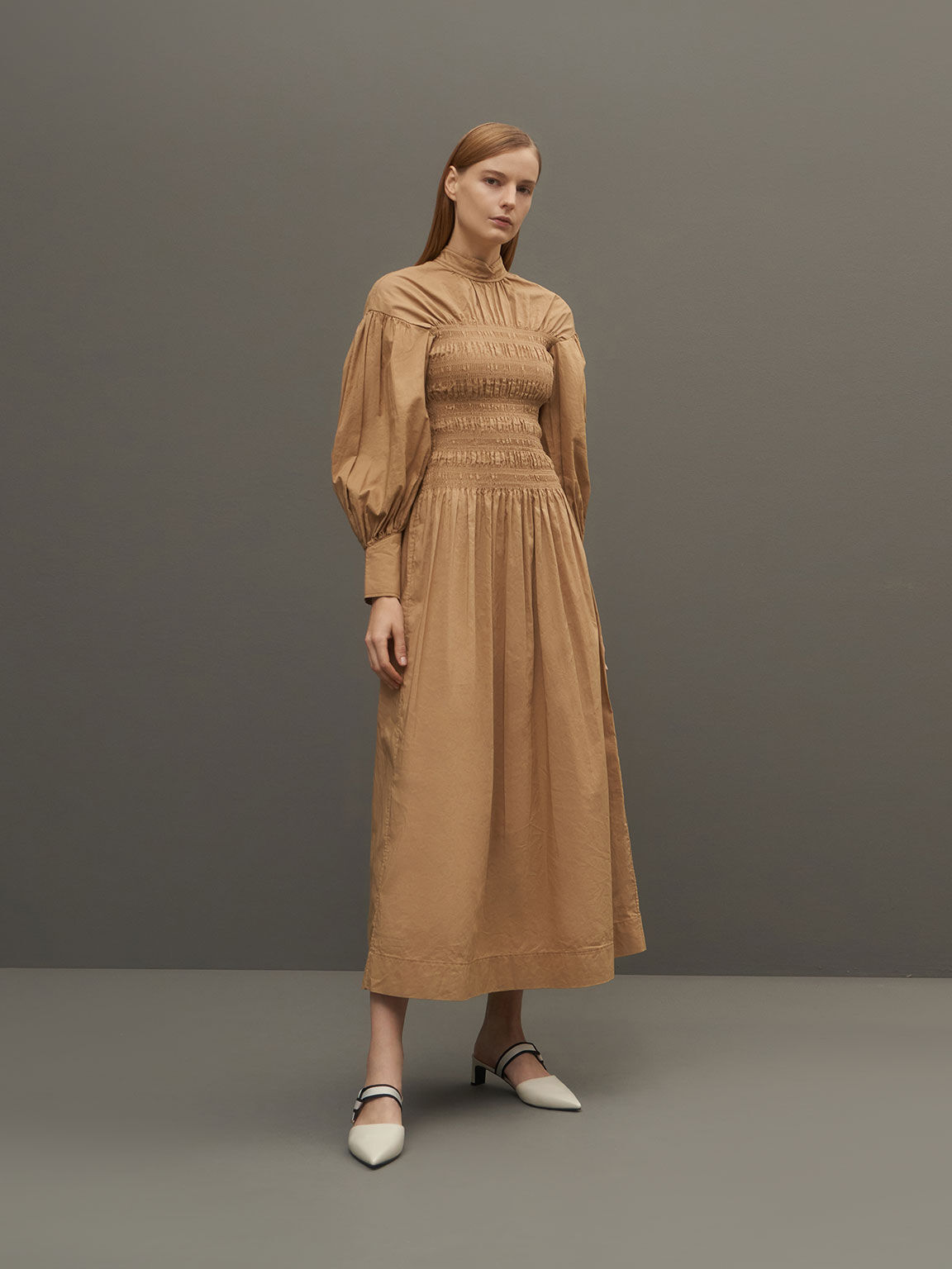 Knotted Fabric Strap Pointed Mules, Chalk, hi-res