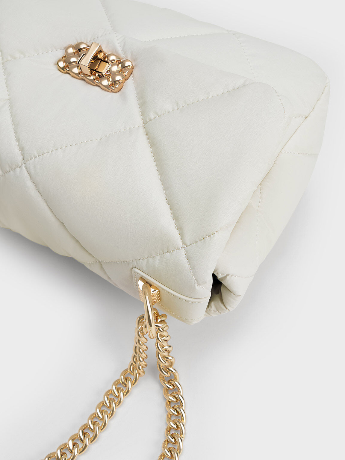 White Paffuto Large Padded Shoulder Bag CHARLES & KEITH KH