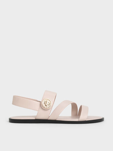 Yara Turn Lock Strappy Sandals, Cream, hi-res