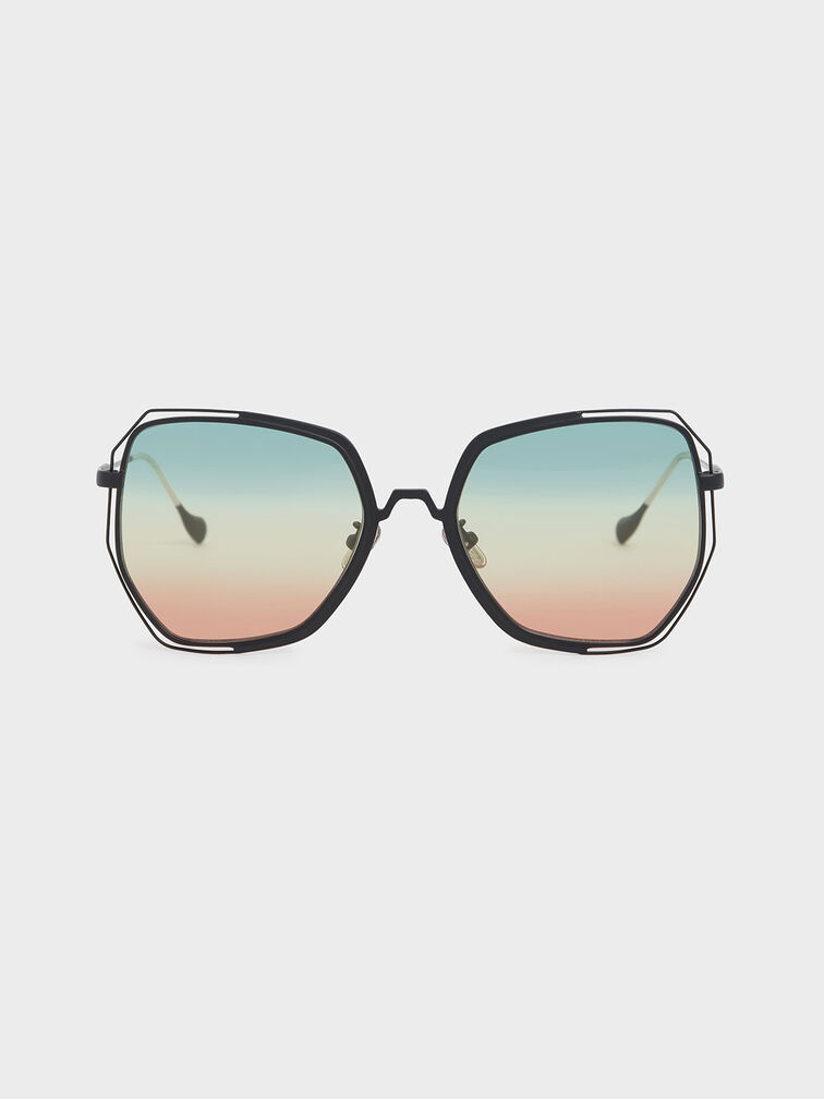 Multicoloured Gradient Lens Butterfly Sunglasses, Multi, hi-res