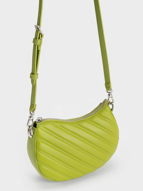 Freja Curved Panelled Bag, Lime, hi-res