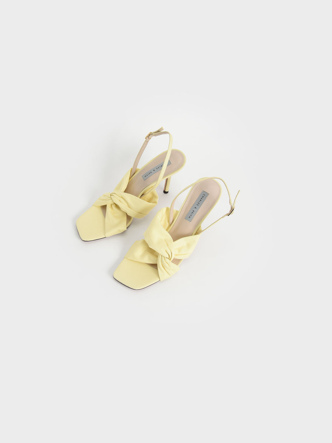 Cotton Knotted Slingback Sandals, Yellow, hi-res