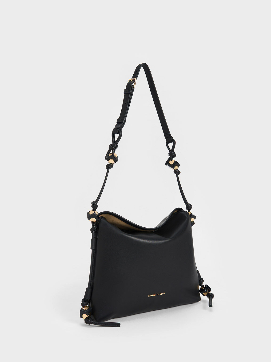 Black Cube Knotted Hobo Bag - CHARLES & KEITH IL