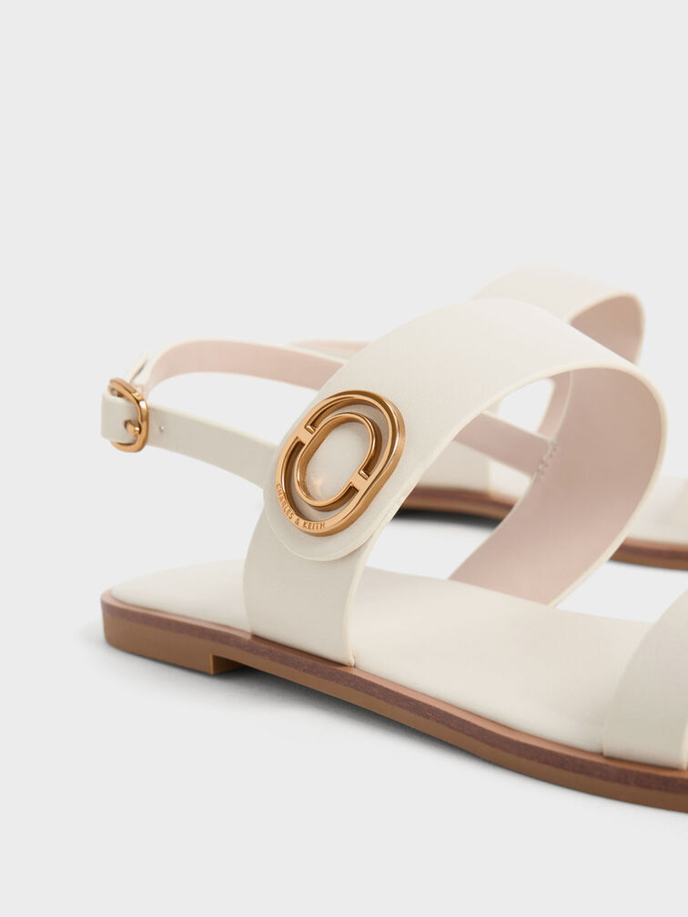 Metallic Accent Back Strap Sandals, Chalk, hi-res