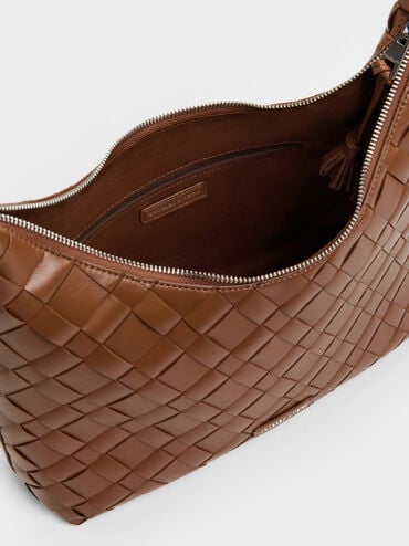 Ivette 編織流浪包, 巧克力, hi-res