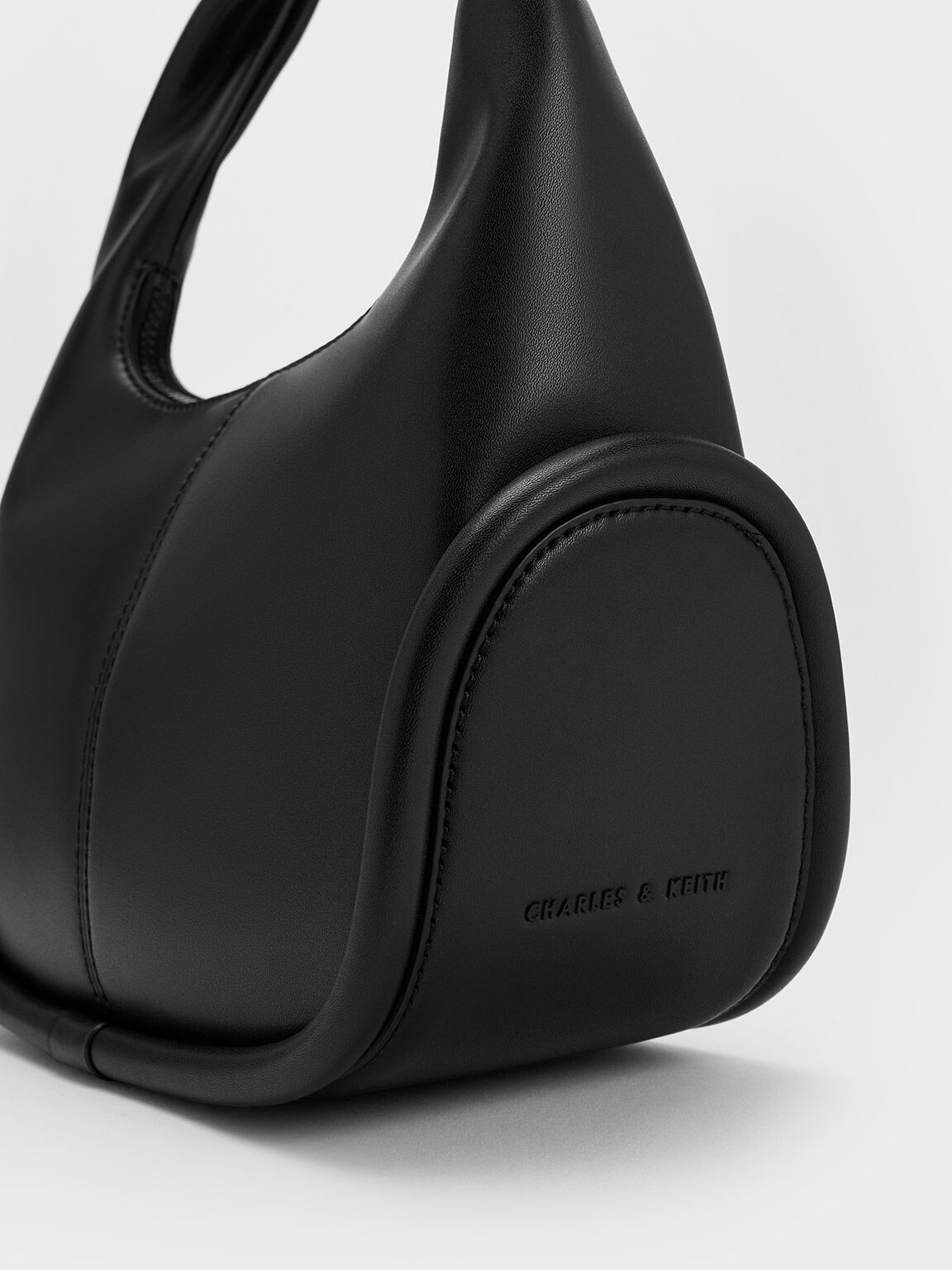 Bolso Hobo de Asa Torcida, Negro, hi-res