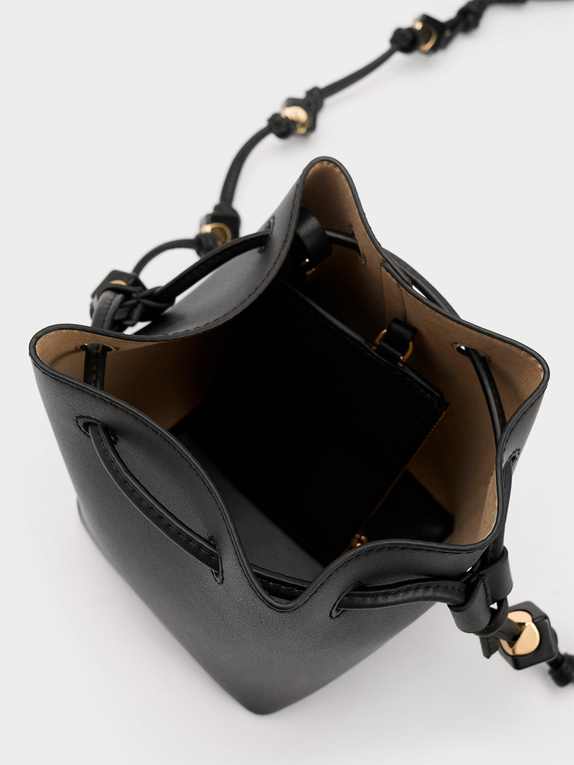 Cube Knotted Bucket Bag, Black, hi-res