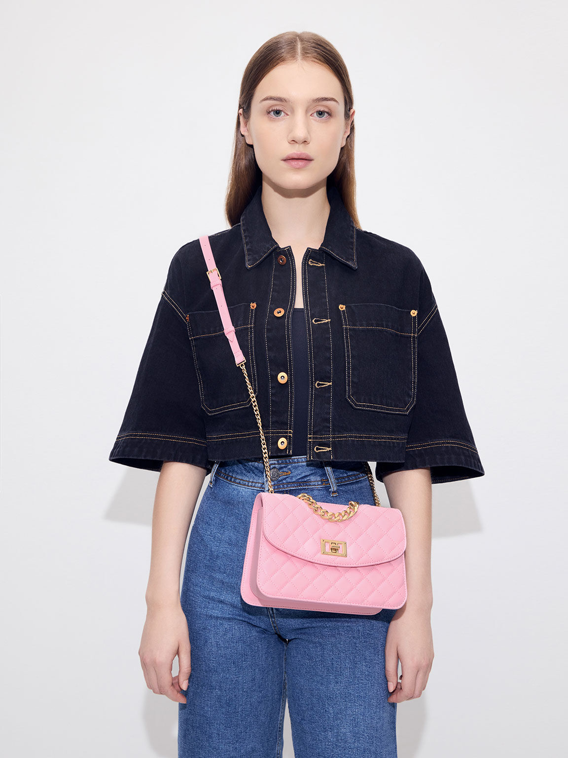 Quilted Clutch, Pink, hi-res