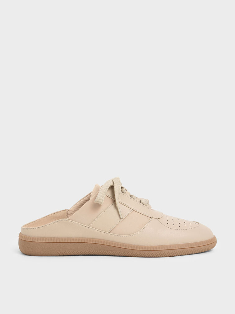 Lace Up Sneaker Mules, Nude, hi-res