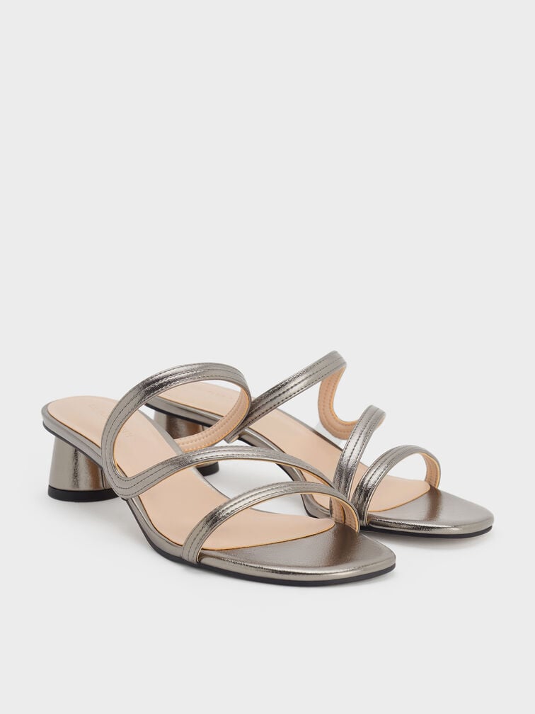 Mules con tiras onduladas metalizadas de Arden, Estaño, hi-res