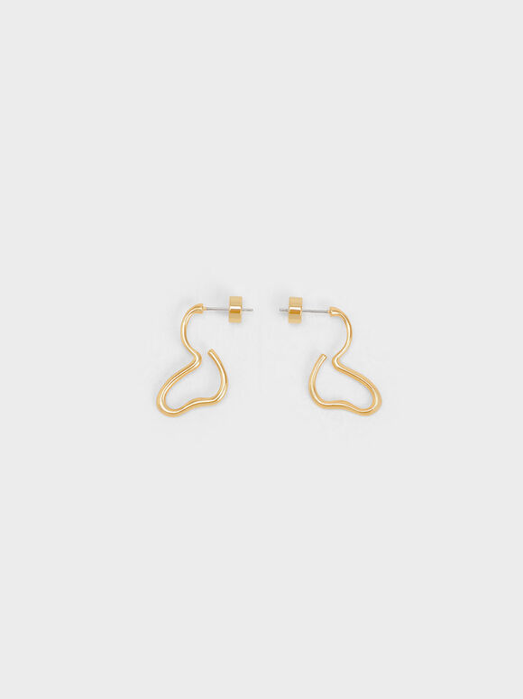 Sculptural Drop Earrings, Gold, hi-res