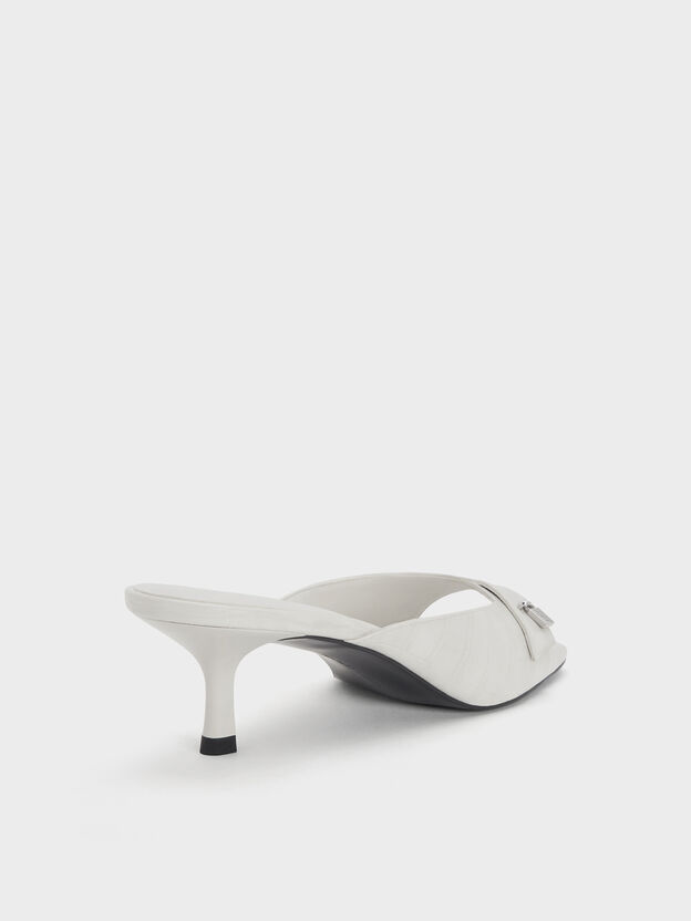 Griselda Croc-Effect Kitten-Heel Mules, Animal Print White, hi-res