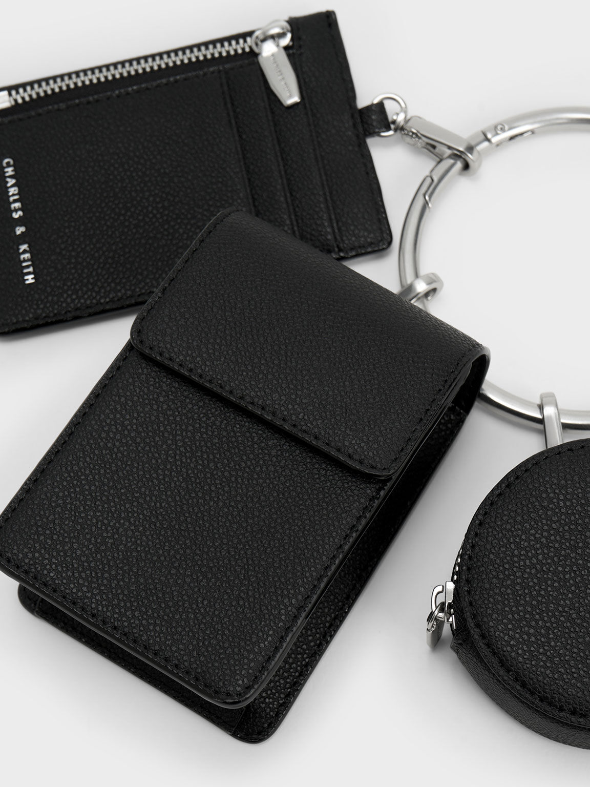 Chain Strap Ring-Detail Mini Bag, Black, hi-res