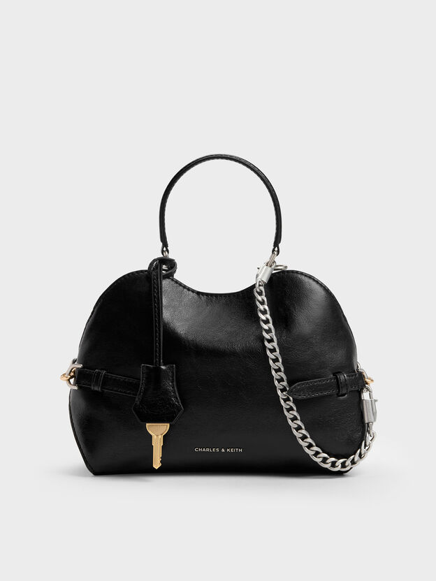 Delfina Chain Side-Belt Tote Bag, Noir, hi-res