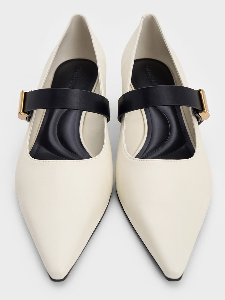 Yvette Metallic-Accent Mary Jane Pumps, Chalk, hi-res