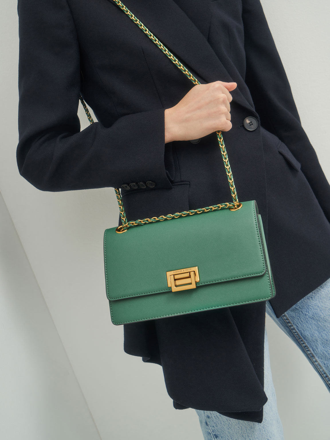 Green Chain Strap Evening Bag CHARLES KEITH International