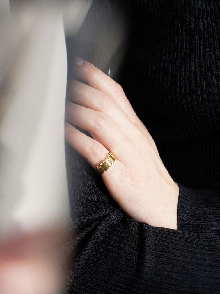 Swarovski® Crystal Studded Ring, Gold, hi-res
