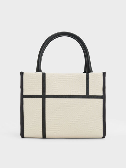 Avenue Contrast-Trim Tote Bag, Cream, hi-res