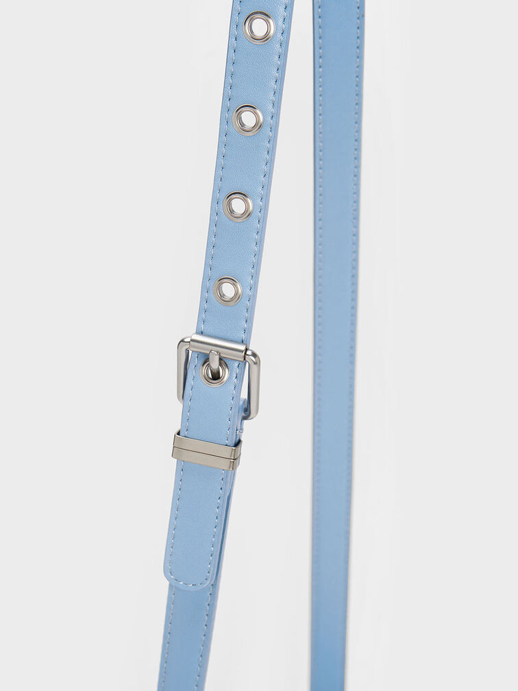 Blossom Curved Flap Crossbody Bag, Light Blue, hi-res