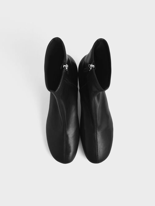 Geometric Heel Ankle Boots, Black, hi-res