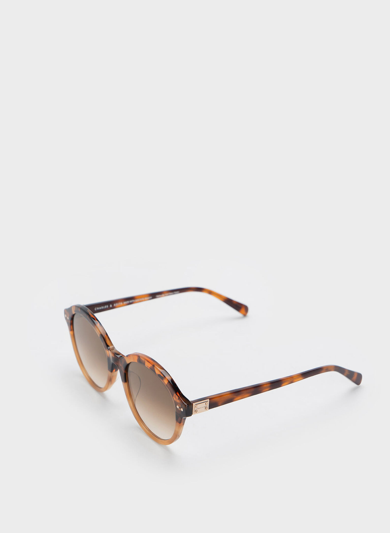 Recycled Acetate Round Cat-Eye Sunglasses, T. Shell, hi-res