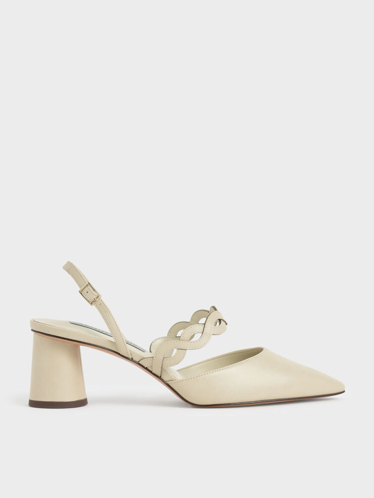 Woven Strap Slingback Pumps, Chalk, hi-res