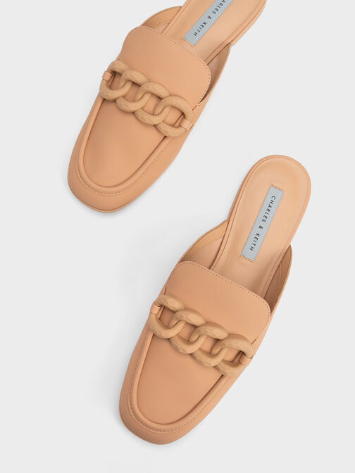 Chunky Chain Loafer Flats, Camel, hi-res