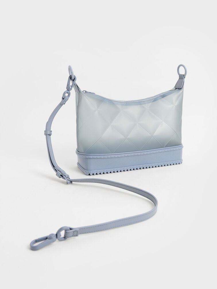 Graphic Handle Quilted Shoulder Bag, Light Blue, hi-res