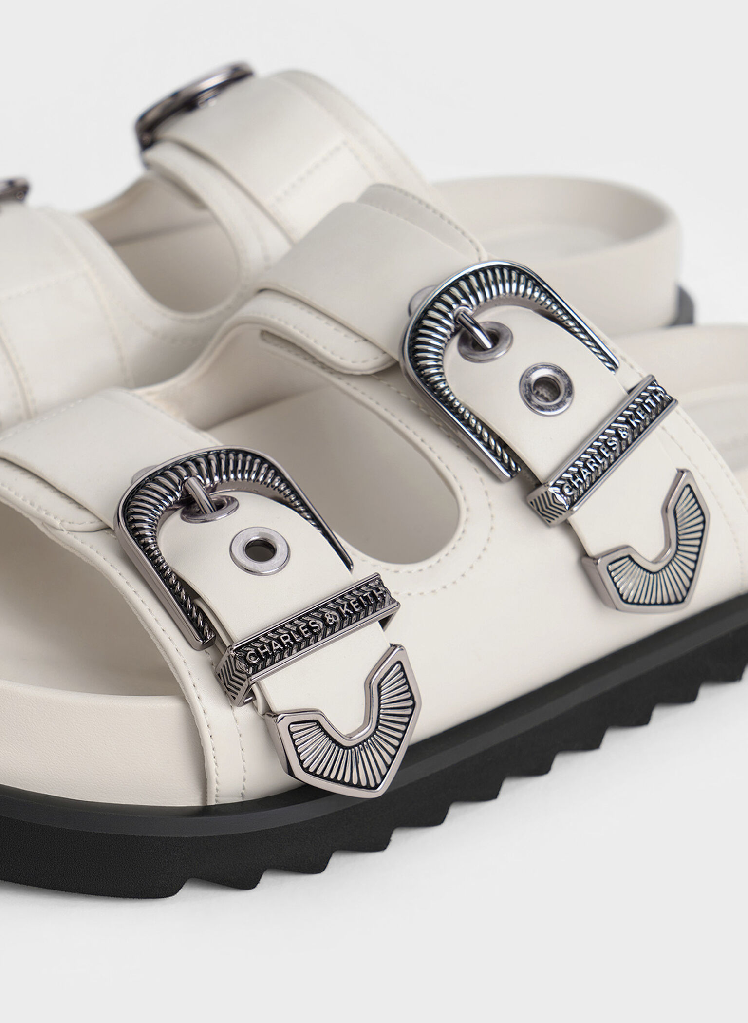 Sandalias de doble correa Kirke con hebilla, Blanco, hi-res