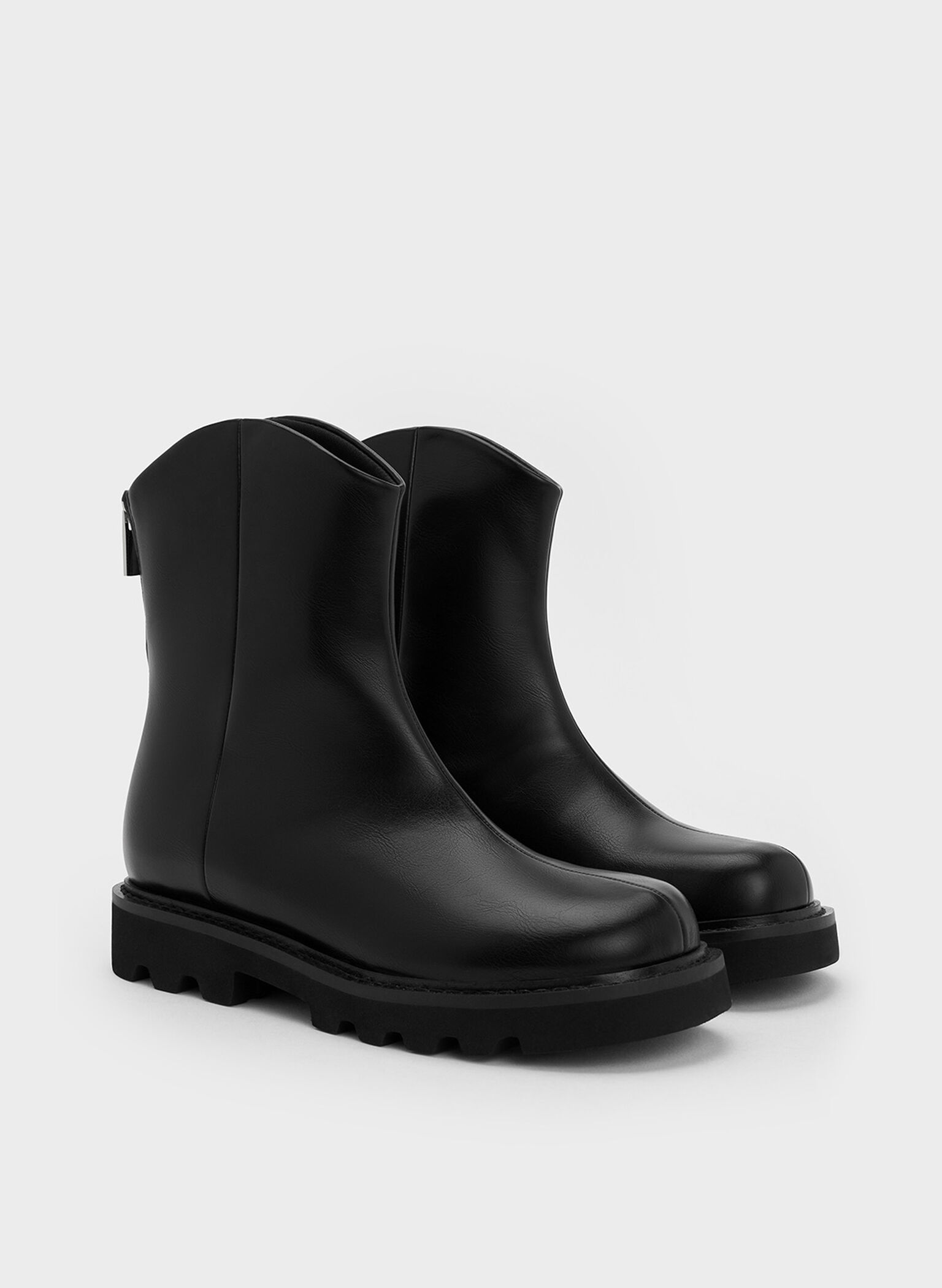 Girls' Chunky Ankle Boots, Black, hi-res