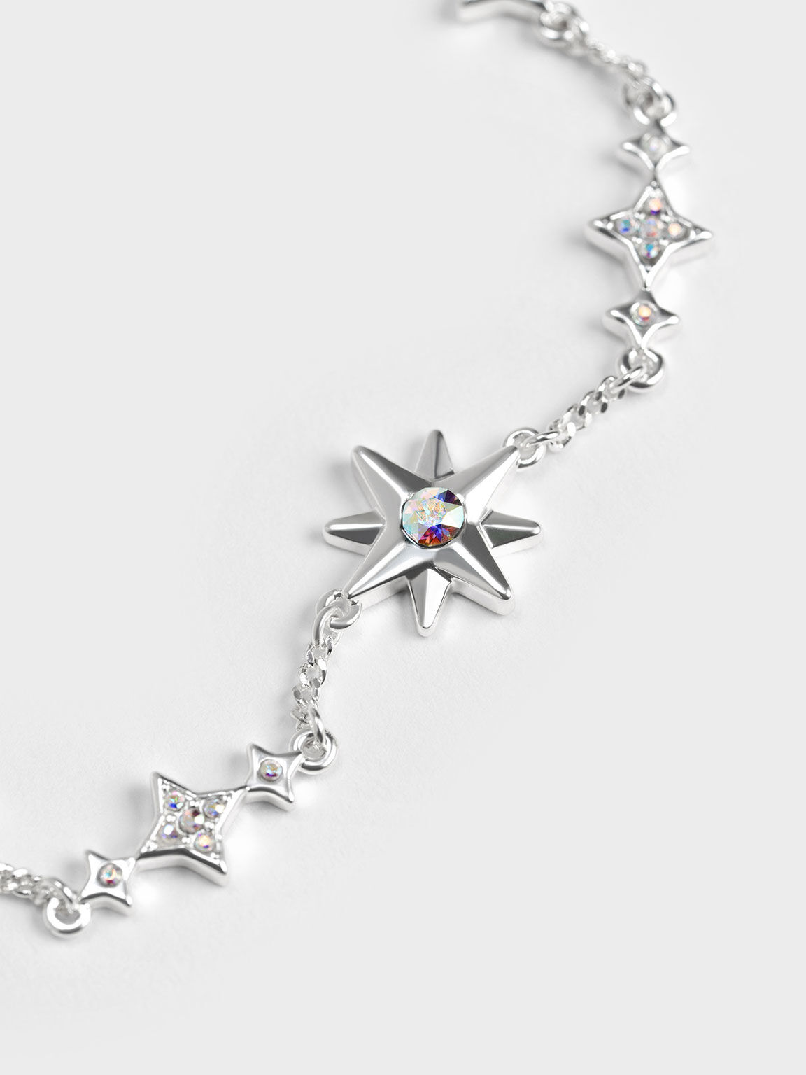Silver Star Motif Crystal-Embellished Bracelet - CHARLES & KEITH SG
