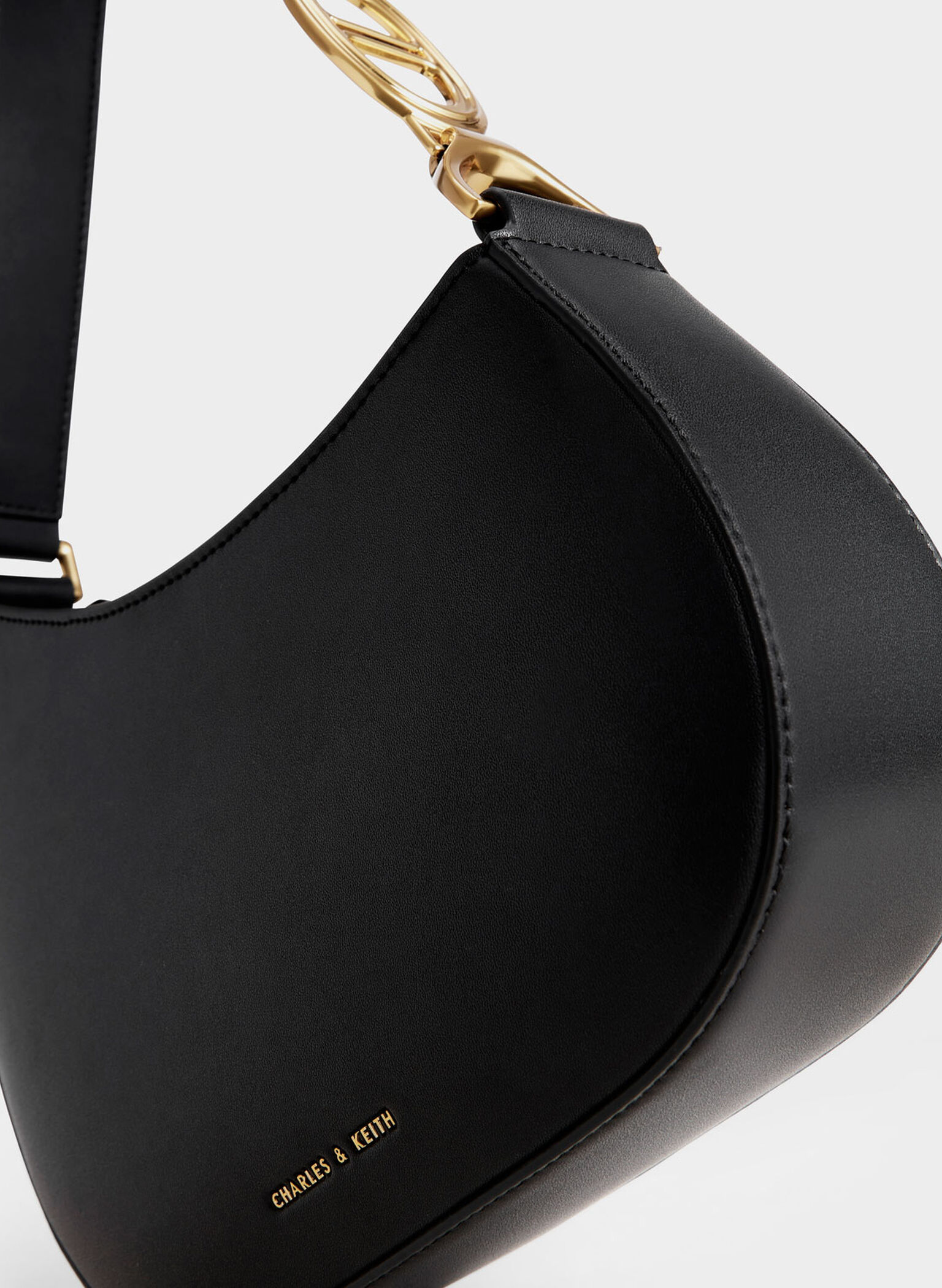 Black Asymmetrical Shoulder Bag - CHARLES & KEITH CA