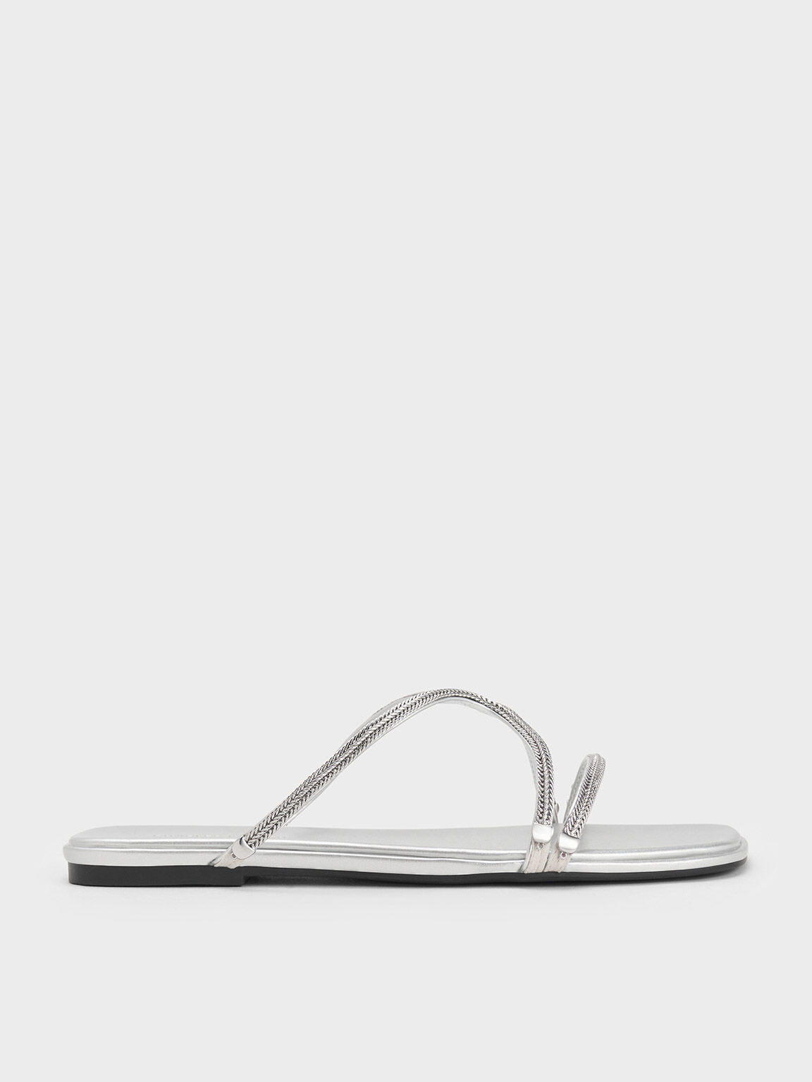 White and new arrivals silver flip flops