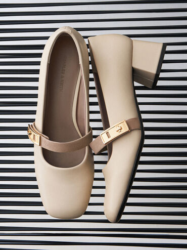 Lando Two-Tone Mary Jane Pumps, Chalk, hi-res