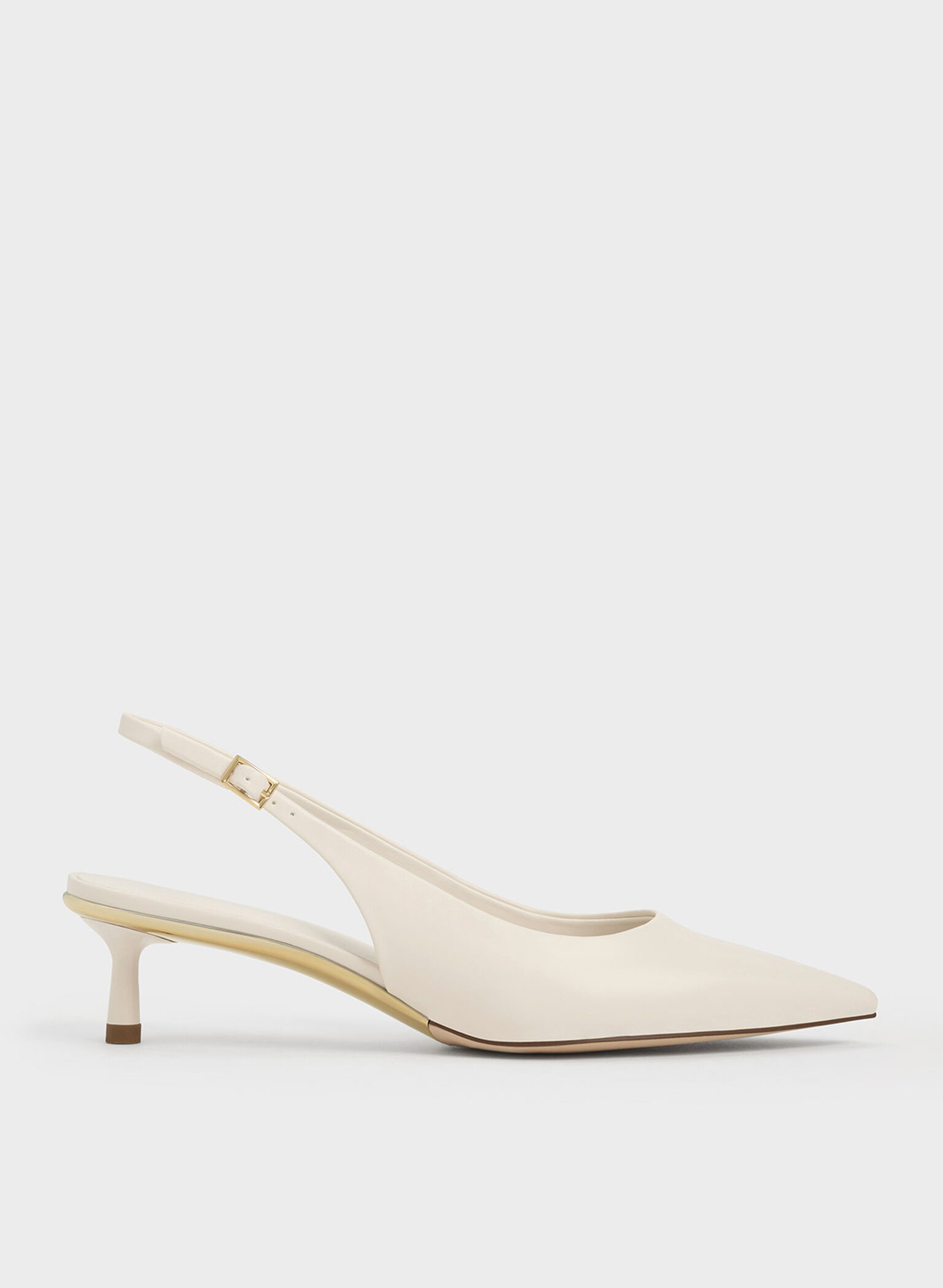 Chalk Pointed-Toe Slingback Pumps - CHARLES & KEITH SG