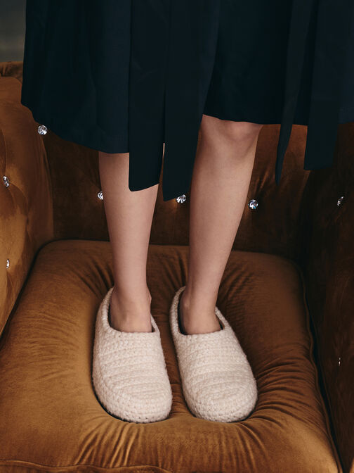 Crochet Flat Mules, Chalk, hi-res