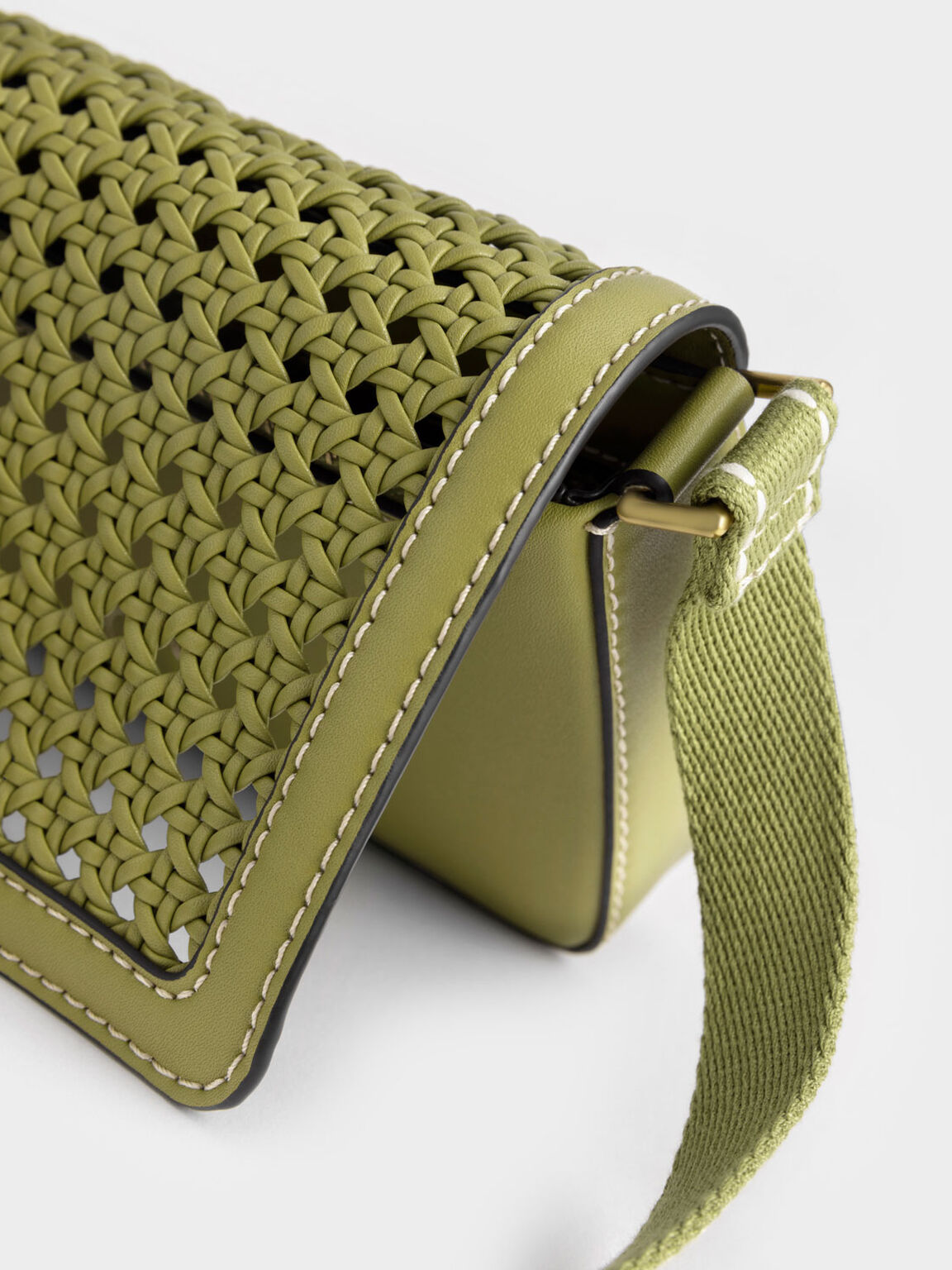 Cecily Woven Shoulder Bag, Avocado, hi-res