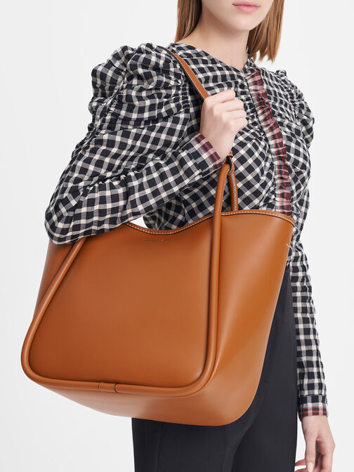 Bolso tote holgado tubular Lyla, Coñac, hi-res