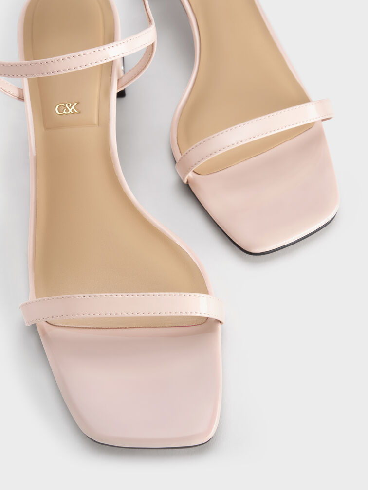 Emmaline Patent Leather Crystal Sandals, Pink, hi-res