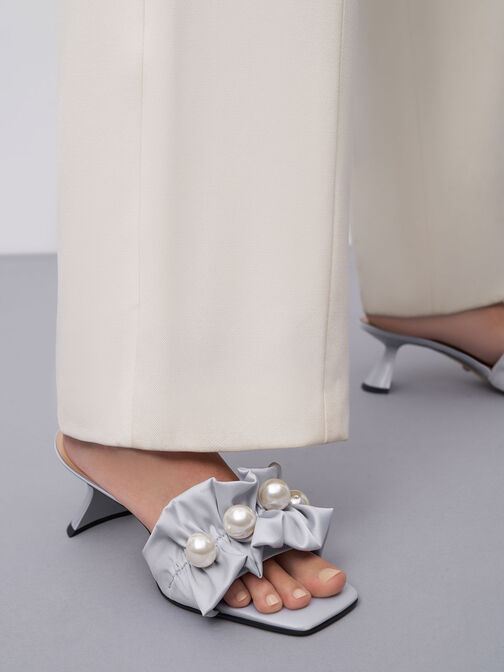 Blythe Bead-Embellished Satin Mules, Silver, hi-res