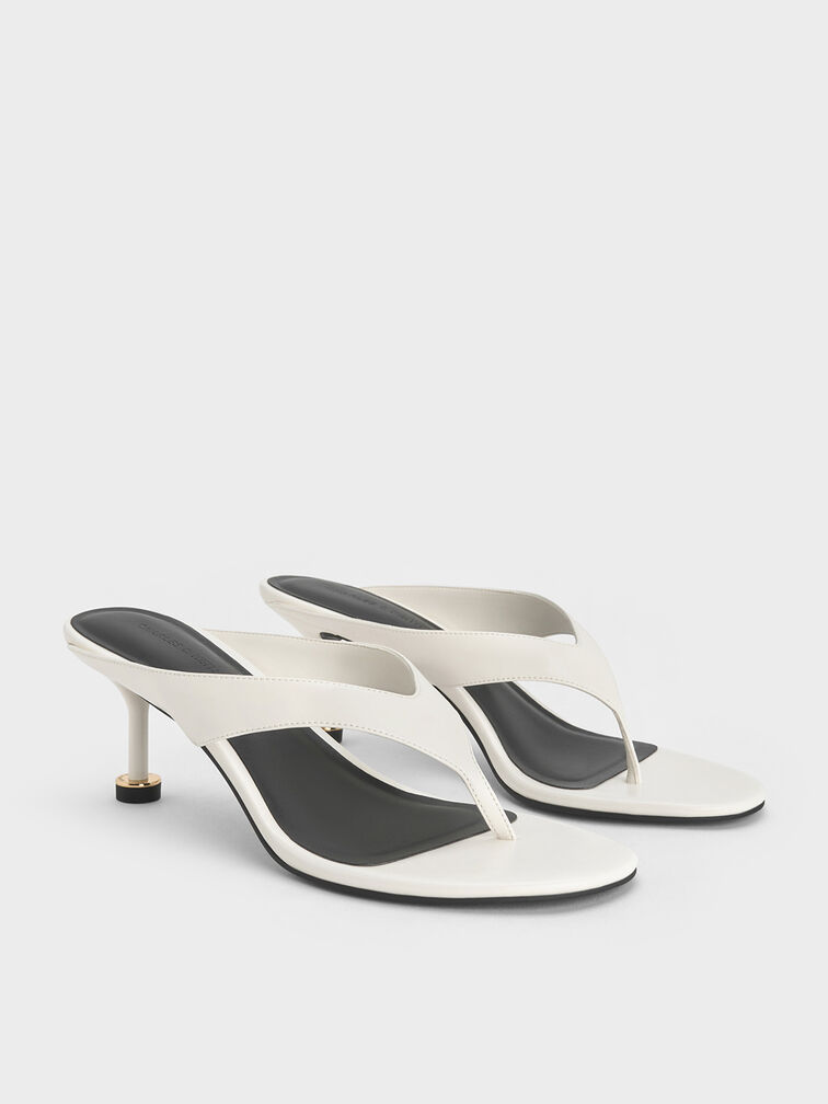 Wynn Sculptural-Heel Thong Sandals, White, hi-res