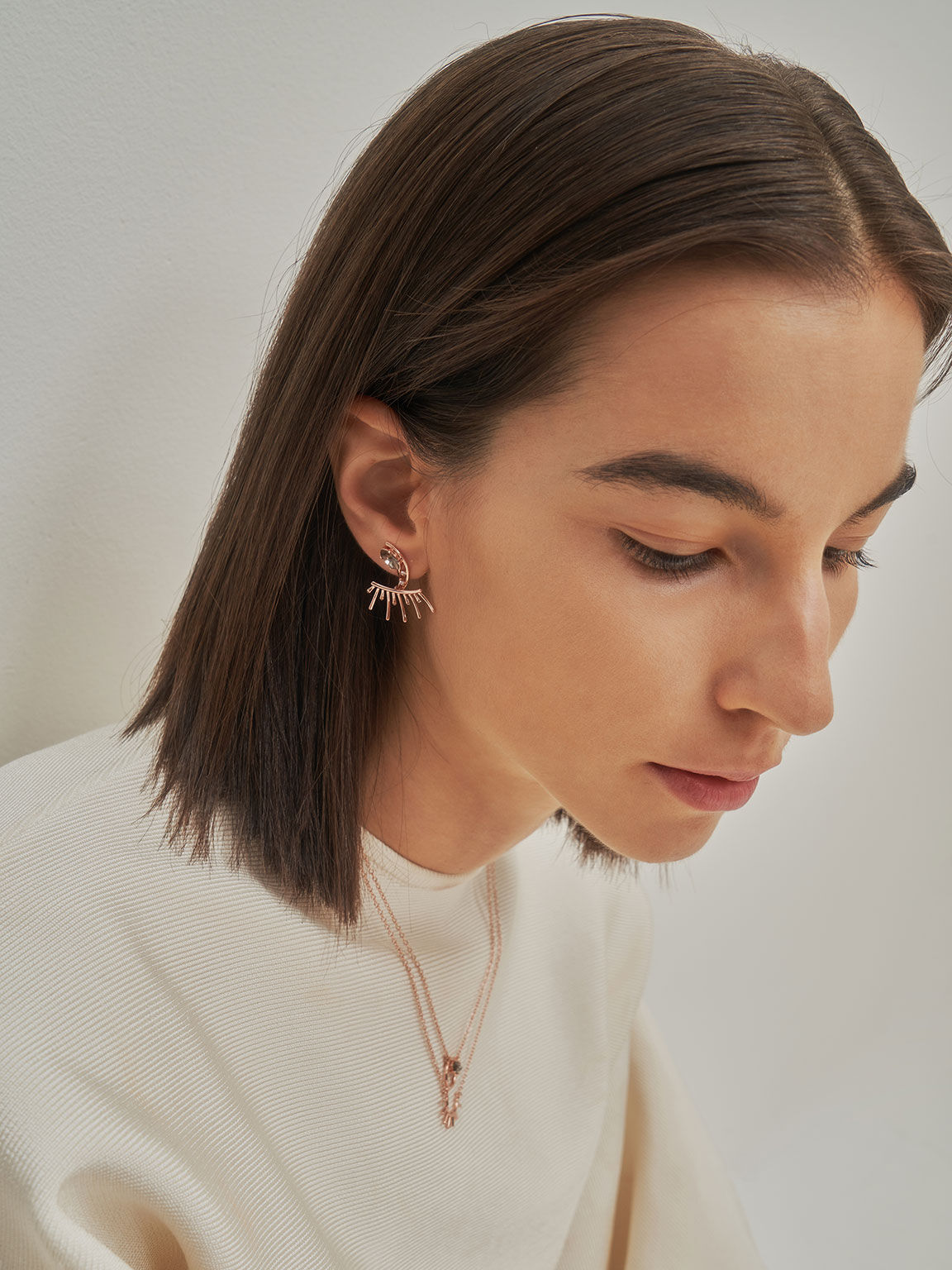 Swarovski® Crystal Stud Earrings, Rose Gold, hi-res