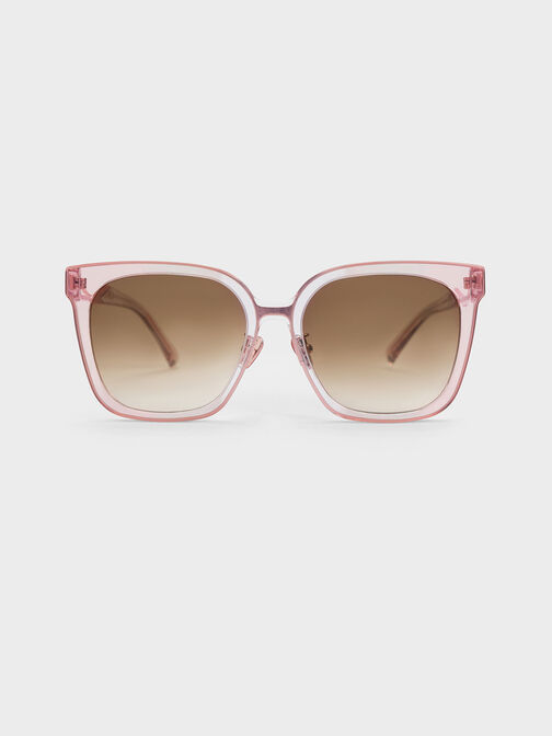 Open Wire Square Acetate Sunglasses, Pink, hi-res