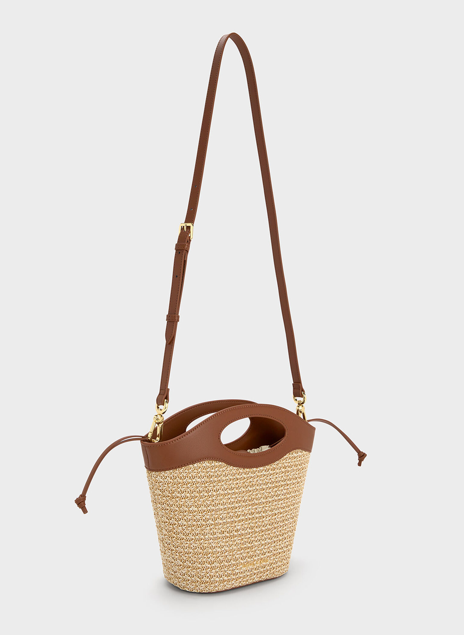 Bolso bombonera de rafia con asa curva y cadena, Multicolor, hi-res