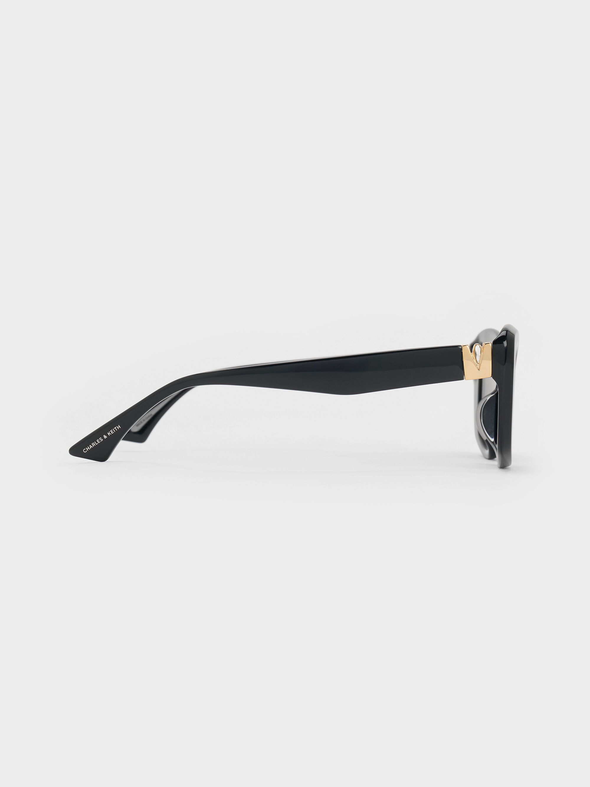 Black Alix Recycled Acetate Metallic-Accent Butterfly Sunglasses