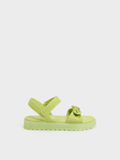 Girls' Nylon Knotted Sandals, Lime, hi-res