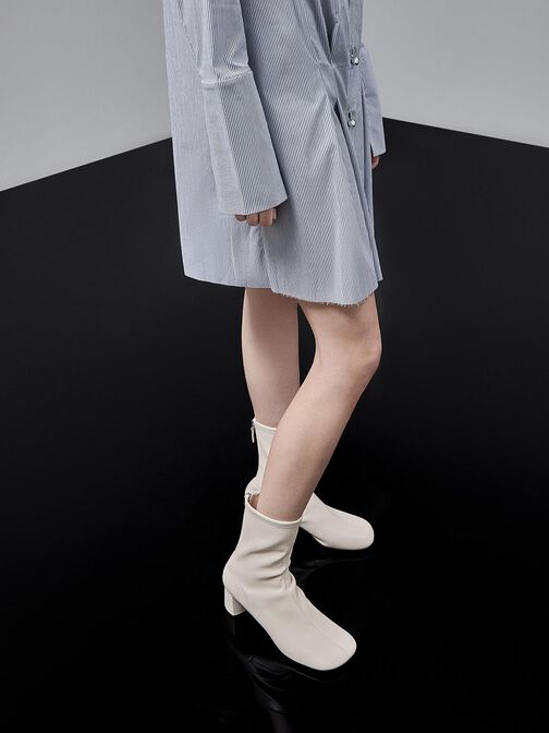 Round-Toe Zip-Up Ankle Boots, Chalk, hi-res