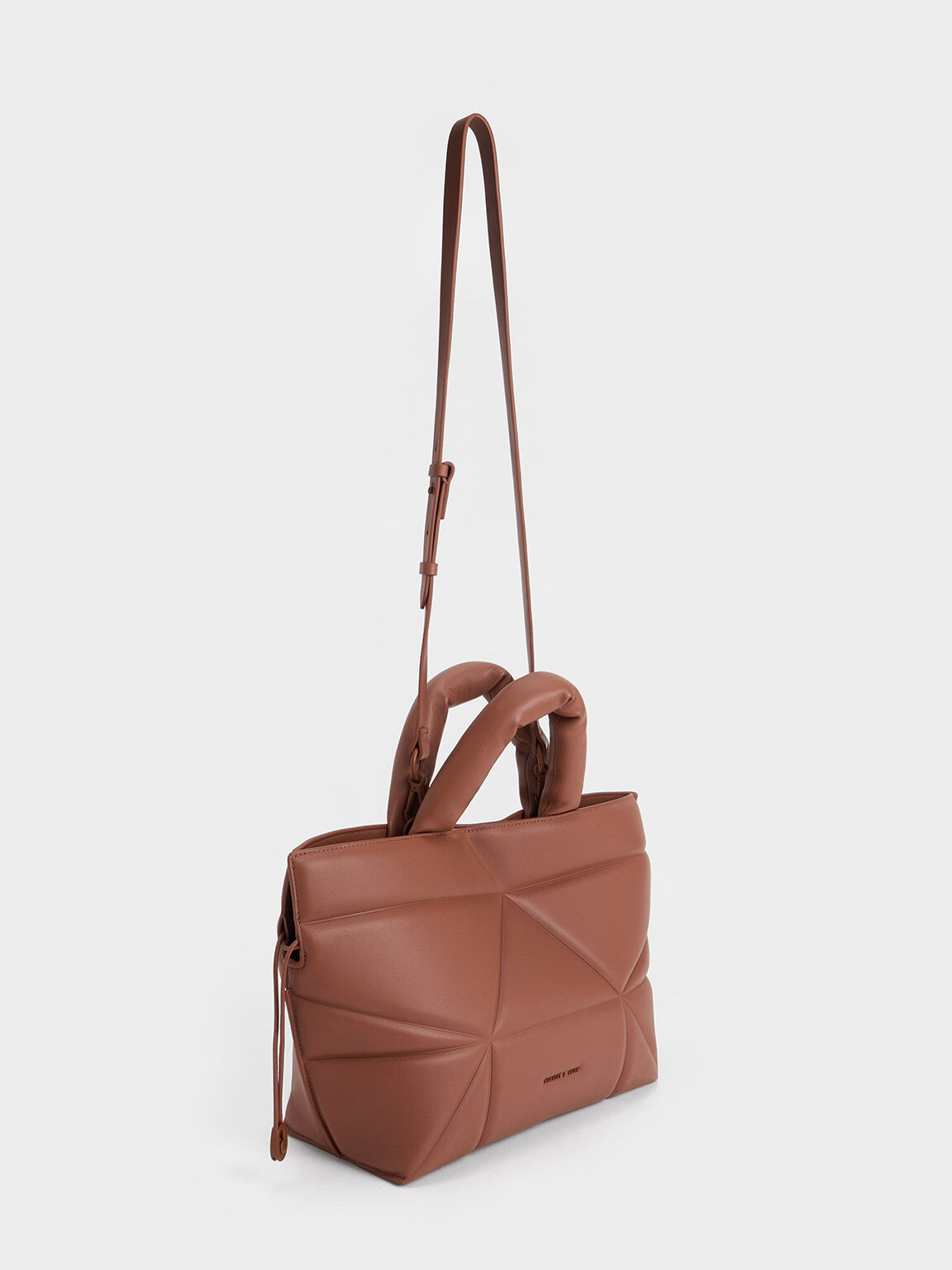 Nina Leather Drawstring Slouchy Tote Bag, Brown, hi-res